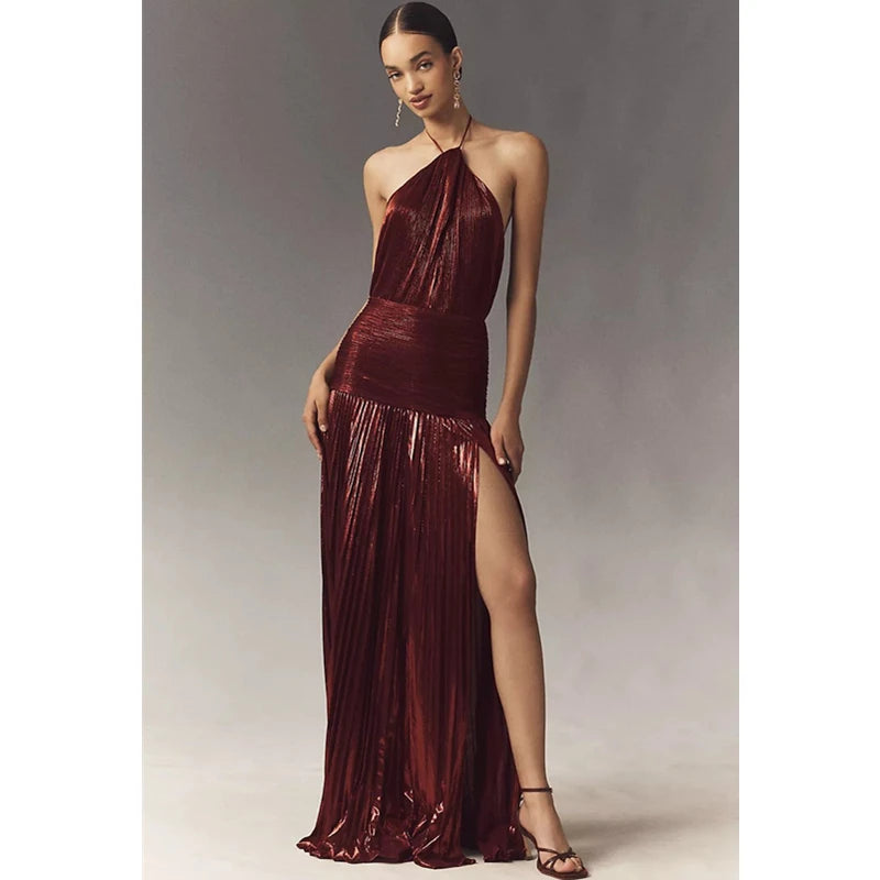 Robe de Soirée Longue avec Corset & Fente — Épaules Dénudées