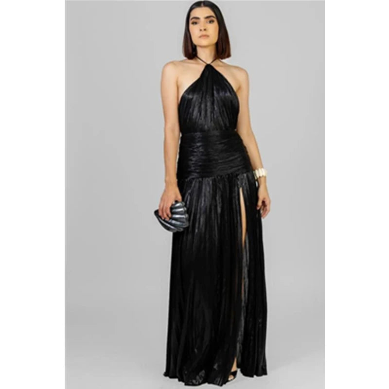 Robe de Soirée Longue avec Corset & Fente — Épaules Dénudées