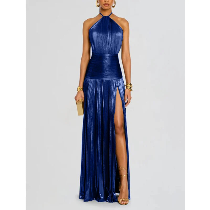 Robe de Soirée Longue avec Corset & Fente — Épaules Dénudées